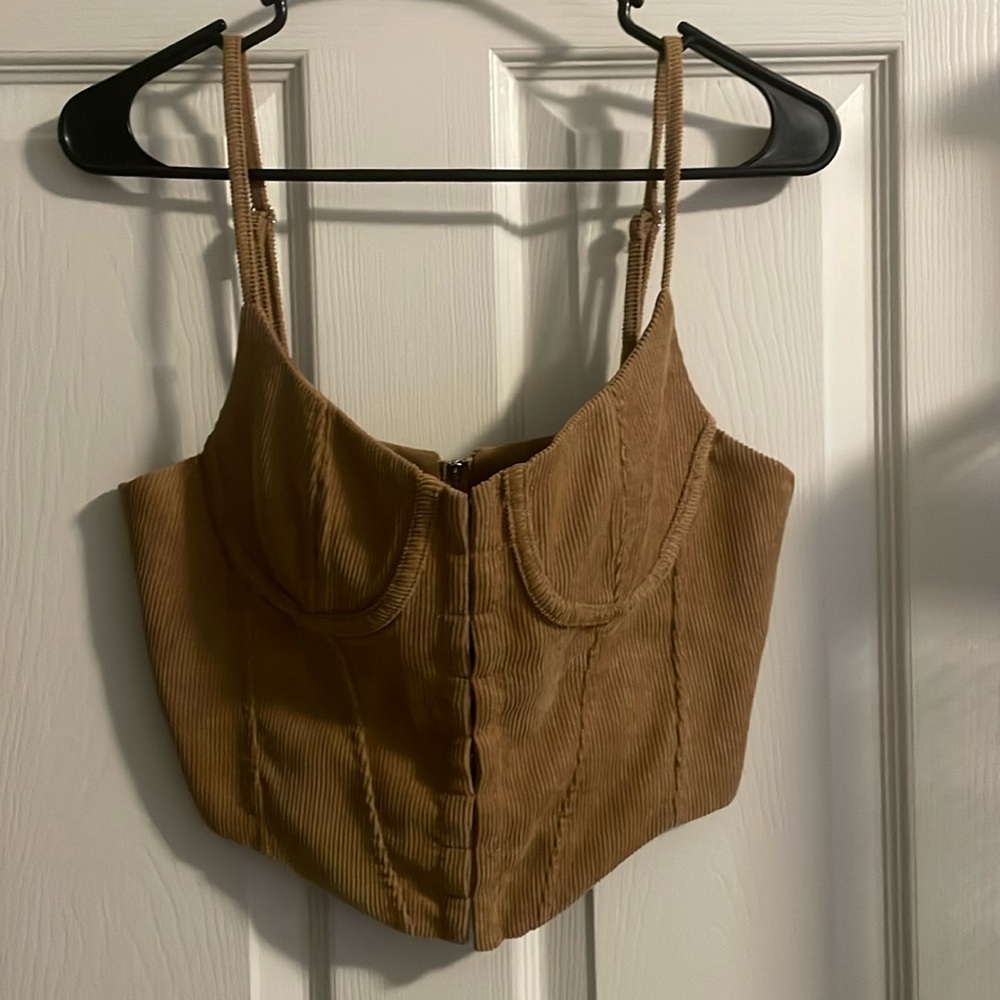 Brown corset top.